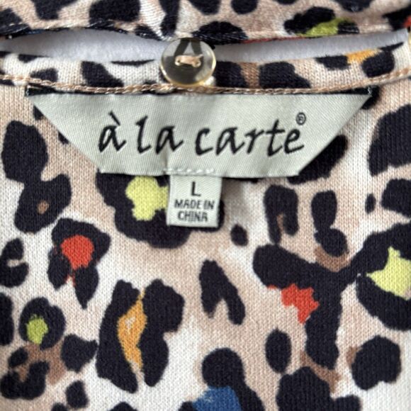 a La Carte Animal Print Top Front Seams Optional Cowl Neck Attachment - Picture 10 of 11